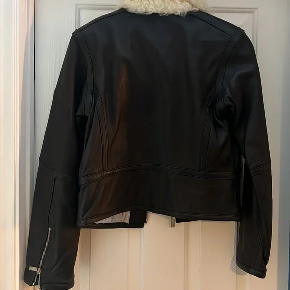 SPYDER Gorgeous Dynasty Leather Jacket. Biker style w/curly Lamb collar Size 8 - Picture 4 of 6